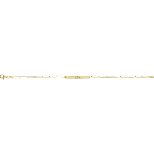 108199476 Engravable Bar 7" Bracelet, 14K Yellow