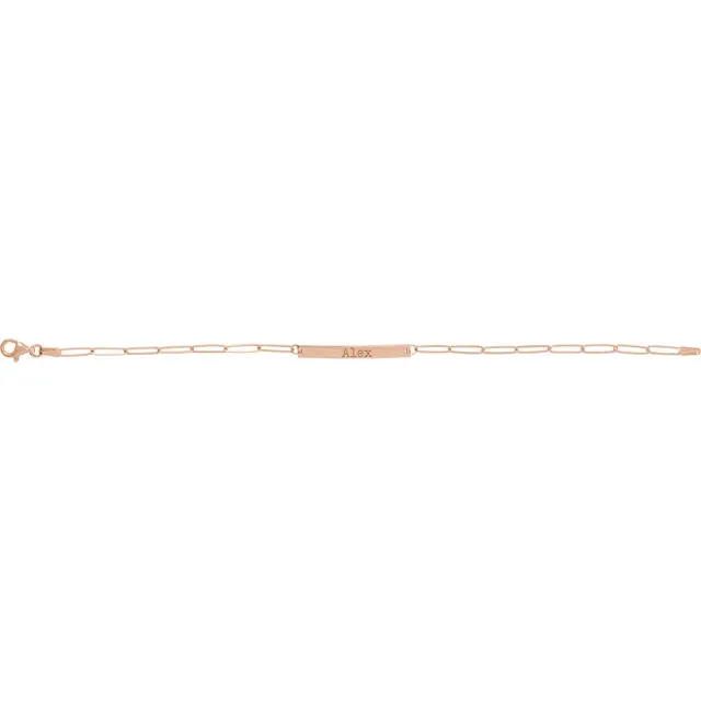 108335365 Engravable Bar 7" Bracelet, 14K Rose