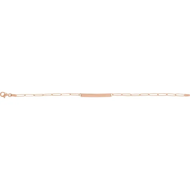 108335500 Engravable Bar 7" Bracelet, 14K Rose