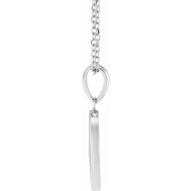 109859201 Engravable Family Disc Necklace, Round Shape Diamonds, 14k White Gold