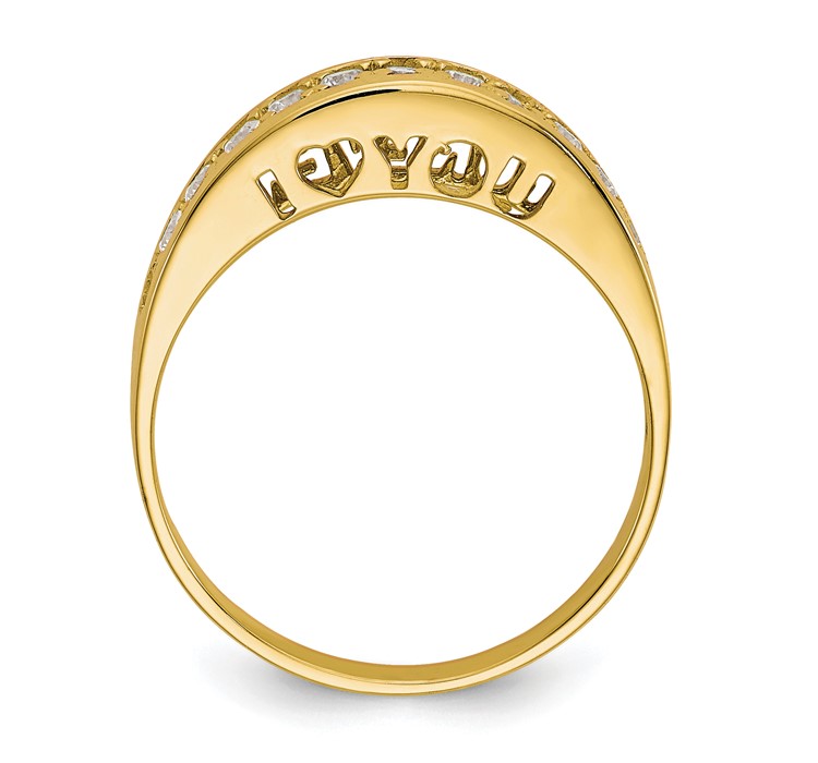 10C1168--2 10k I LOVE YOU FOREVER CZ Ring