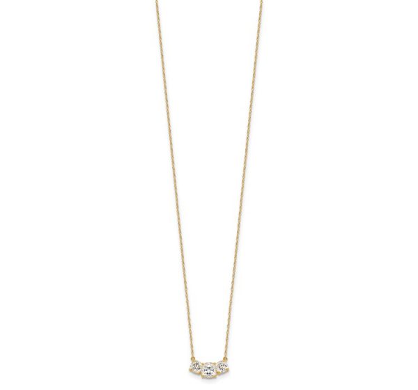 10K Polished 3-Stone CZ Necklace