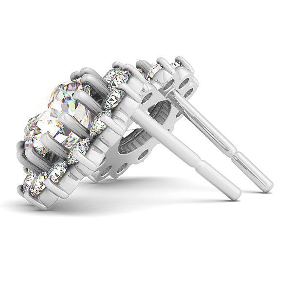 39190-White-1 Gemstone Earrings, Round Shape, in White Gold - 40309