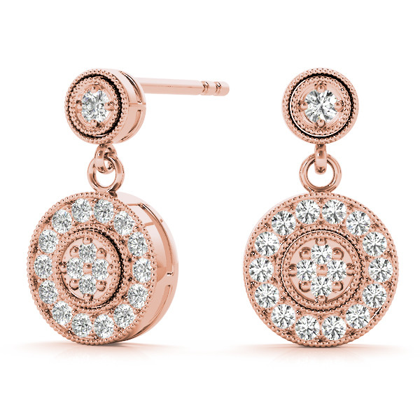 39272-Pink-2 Cluster Earrings, in Rose Gold - 40383