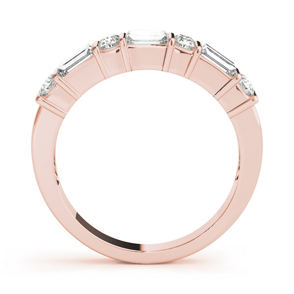 41431-Pink-1 Fancy Shape Baguette Wedding Ring, in Rose Gold - 80761