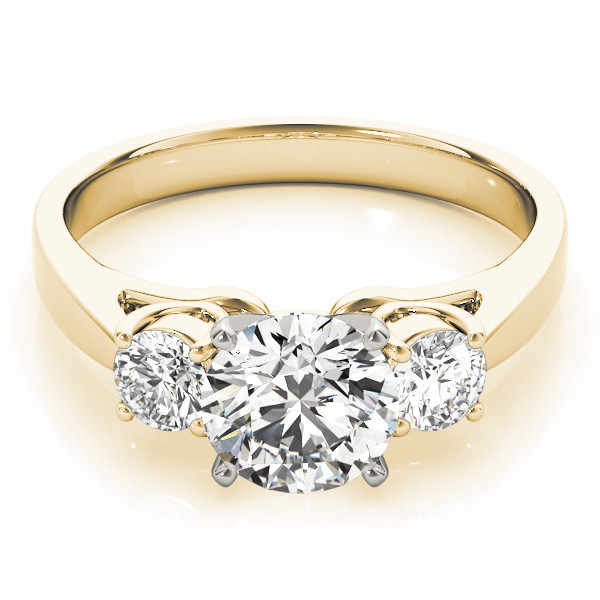 41435-Yellow-2 Three Stone Engagement Ring, Round Shape, in Yellow Gold - 80767