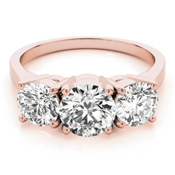 41538-Pink-2 Three Stone Engagement Ring, Round Shape, in Rose Gold - 81073