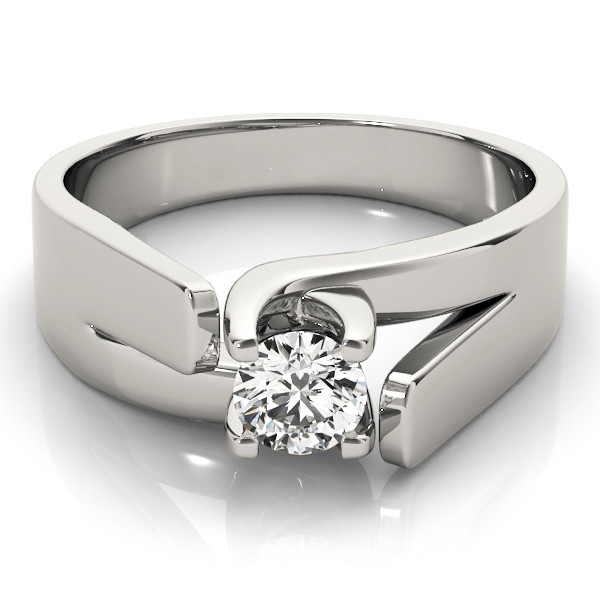 42112-White-2 Solitaire Engagement Ring, Round Shape, in White Gold - 82024