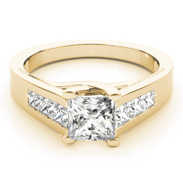 42159-Yellow-2 Trellis Engagement Ring, Side Stone Style, Square Shape, in Yellow Gold - 82075