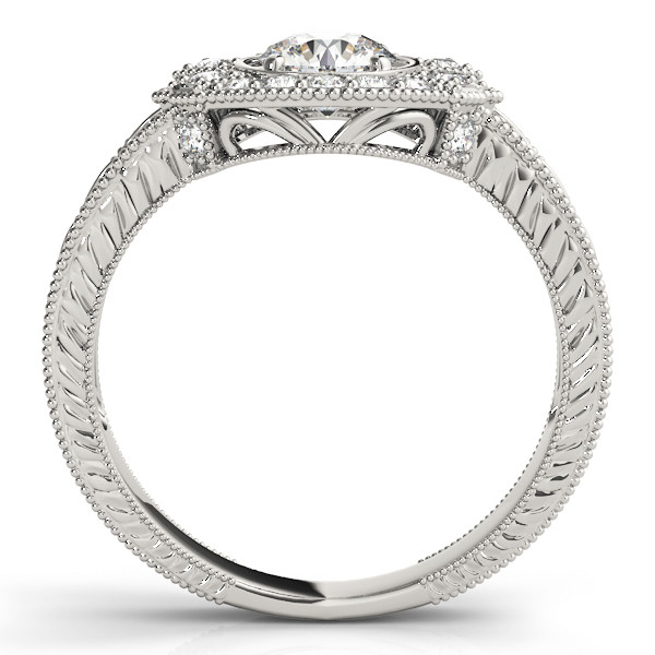 42587-White-1 Antique Engagement Ring, Vintage Style, Round Shape, in White Gold - 82664