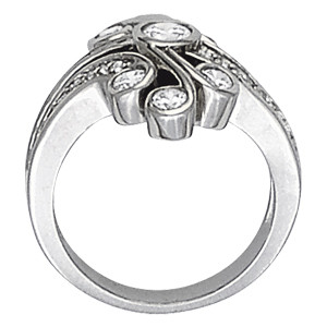 42634-White-1 Right Hand Fashion Ring, Round Shape, in Platinum - 82707