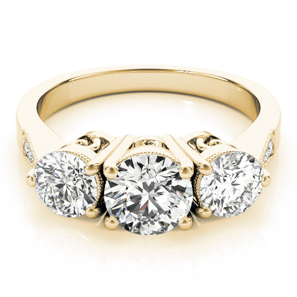 42649-Yellow-2 Three Stone Engagement Ring, Round Shape, in Yellow Gold - 82739