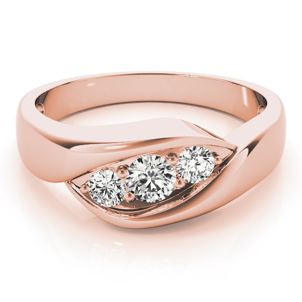 42651-Pink-2 Three Stone Engagement Ring, Round Shape, in Rose Gold - 82741