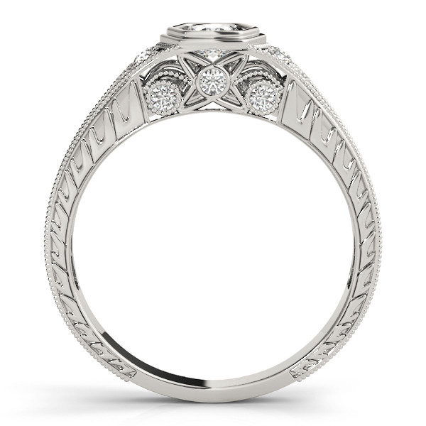 43274-White-1 Antique Engagement Ring, Vintage Style, Round Shape, in White Gold - 83292