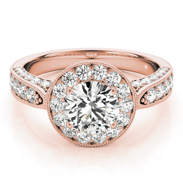43283-Pink-2 Halo Engagement Ring, Round Shape, in Rose Gold - 83315