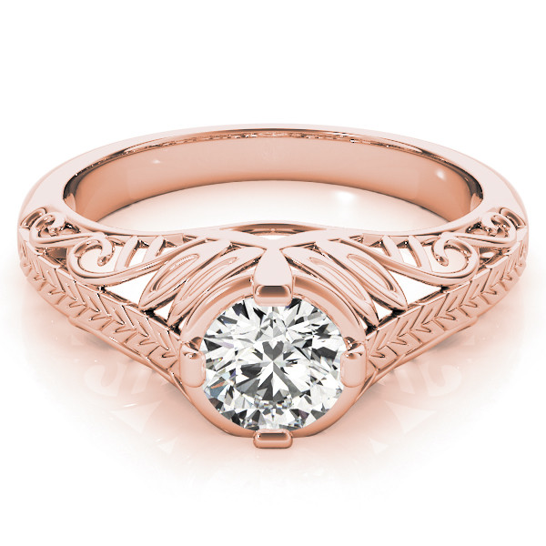 43909-Pink-2 Antique Engagement Ring, Vintage Style, Shape, in Rose Gold - 83787