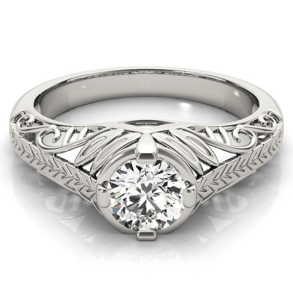 43909-White-2 Antique Engagement Ring, Vintage Style, Shape, in Platinum - 83787