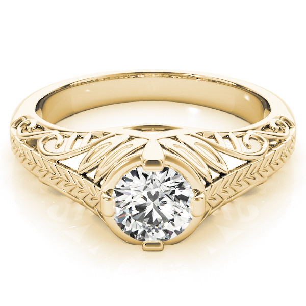 43909-Yellow-2 Antique Engagement Ring, Vintage Style, Shape, in Yellow Gold - 83787