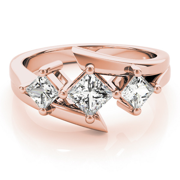 43928-Pink-2 Three Stone Engagement Ring, Square Shape, in Rose Gold - 83817