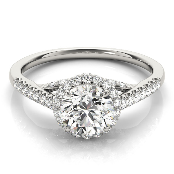 43996-White-2 Halo Engagement Ring, Round Shape, in Platinum - 83884