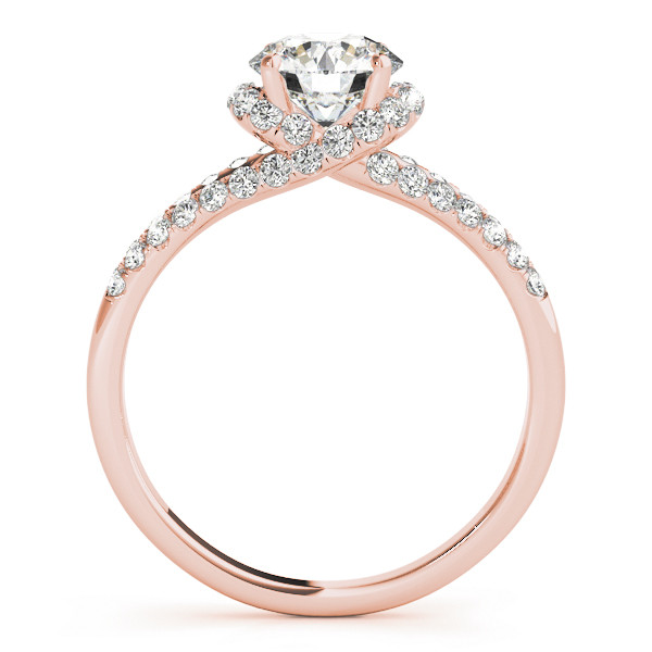 44012-Pink-1 Multirow Engagement Ring, Side Stone Style, Round Shape, in Rose Gold - 83904