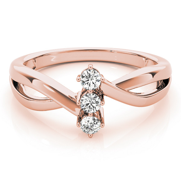 44070-Pink-2 Three Stone Engagement Ring, Round Shape, in Rose Gold - 83996