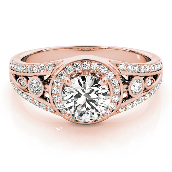44145-Pink-2 Halo Engagement Ring, Round Shape, in Rose Gold - 84058