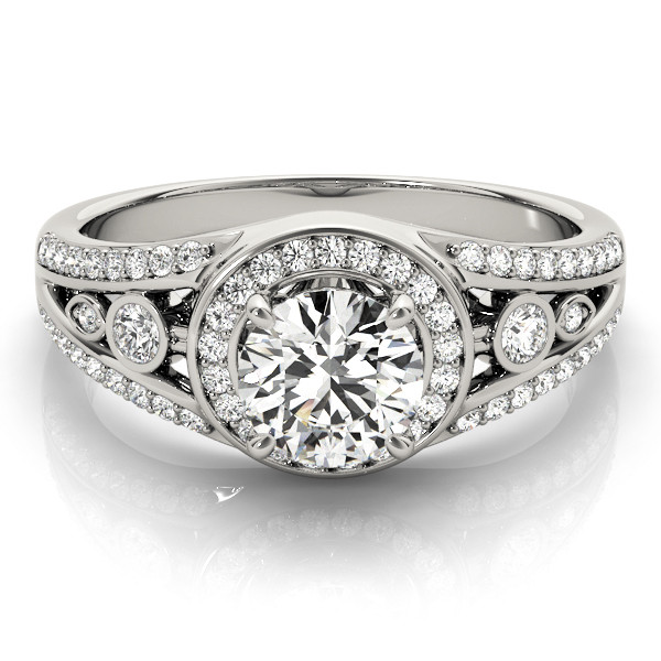 44145-White-2 Halo Engagement Ring, Round Shape, in Platinum - 84058