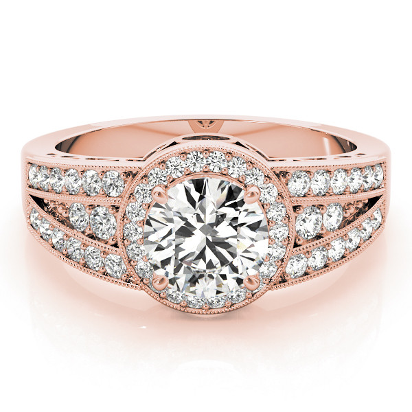 44146-Pink-2 Halo Engagement Ring, Round Shape, in Rose Gold - 84059