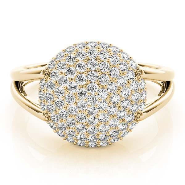 44180-Yellow-2 Cluster Fashion Ring, in Yellow Gold - 84096