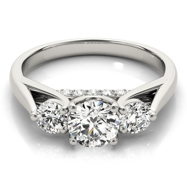 44208-White-2 Three Stone Engagement Ring, Round Shape, in Platinum - 84124