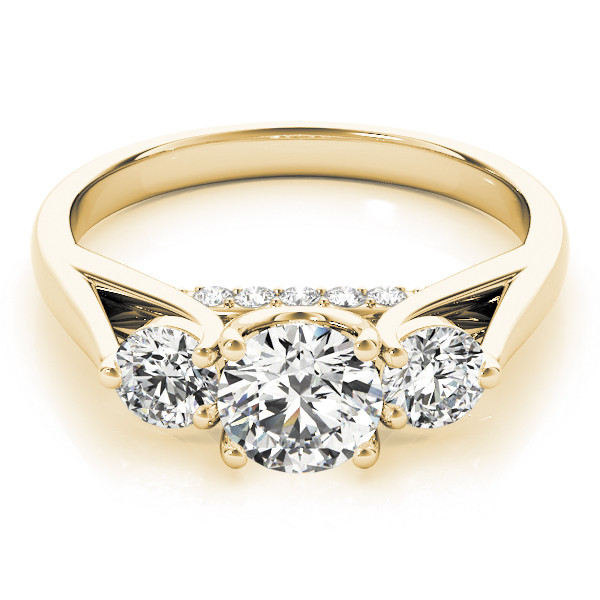 44208-Yellow-2 Three Stone Engagement Ring, Round Shape, in Yellow Gold - 84124