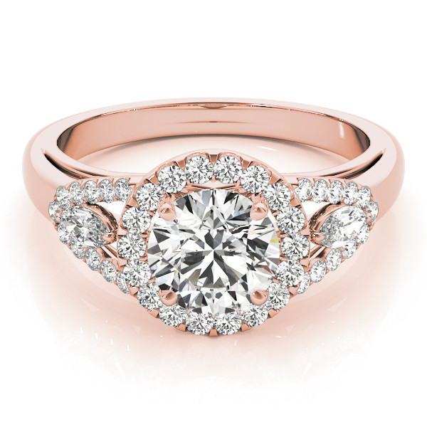 44395-Pink-2 Halo Engagement Ring, Round Shape, in Rose Gold - 84334