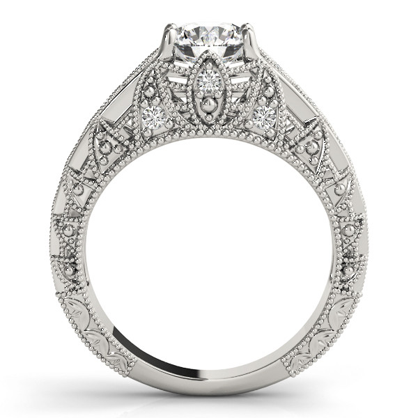 44781-White-1 Antique Engagement Ring, Vintage Style, Shape, in Sterling Silver - 84517