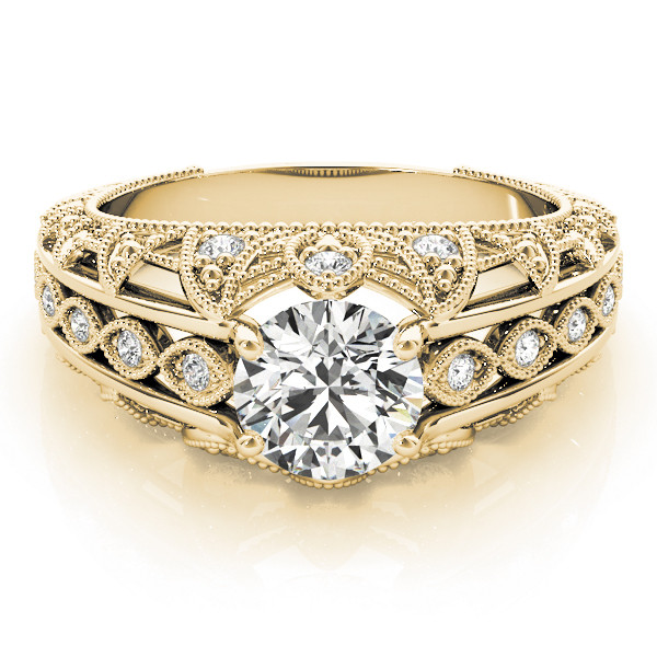 44781-Yellow-2 Antique Engagement Ring, Vintage Style, Shape, in Yellow Gold - 84517