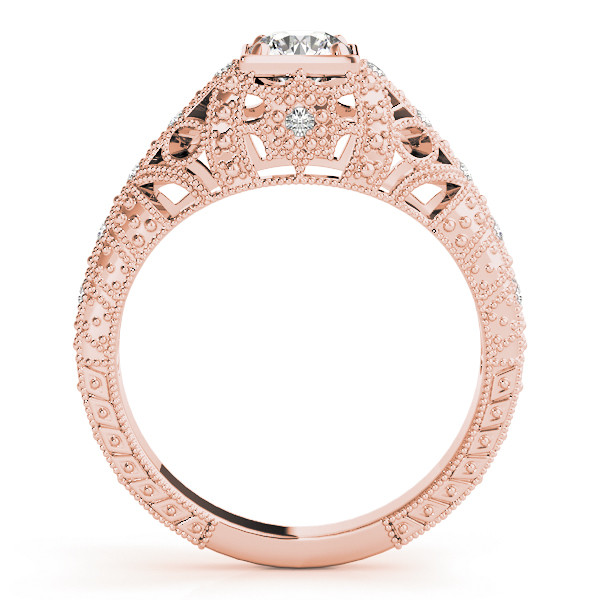 44807-Pink-1 Antique Engagement Ring, Vintage Style, Round Shape, in Rose Gold - 84546