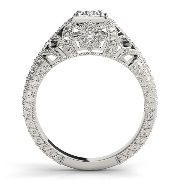 44807-White-1 Antique Engagement Ring, Vintage Style, Round Shape, in Platinum - 84546