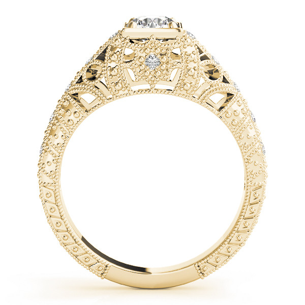 44807-Yellow-1 Antique Engagement Ring, Vintage Style, Round Shape, in Yellow Gold - 84546