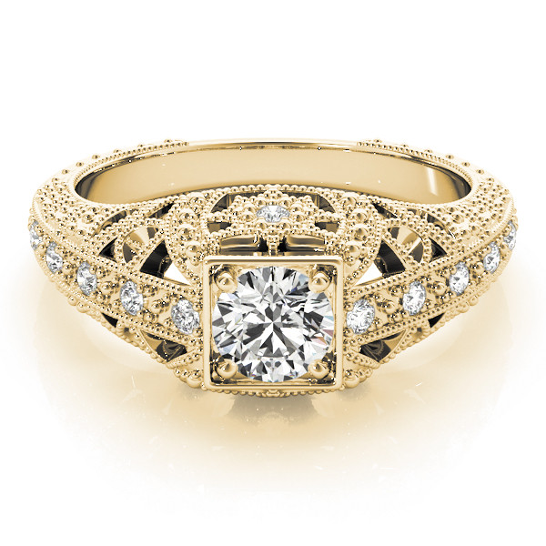 44807-Yellow-2 Antique Engagement Ring, Vintage Style, Round Shape, in Yellow Gold - 84546