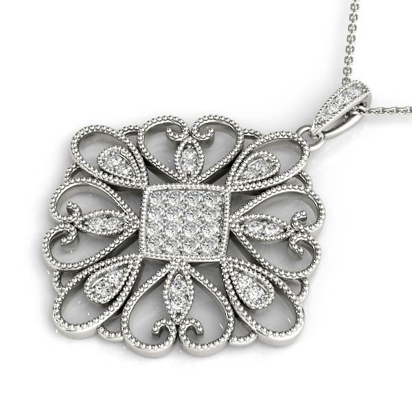 49400-White-1 Fashion Diamond Pendant, in Platinum - 32371