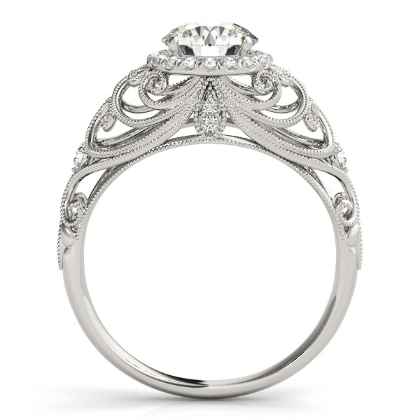 49625-White-1 Vintage Engagement Ring, Round Shape, in White Gold - 84680