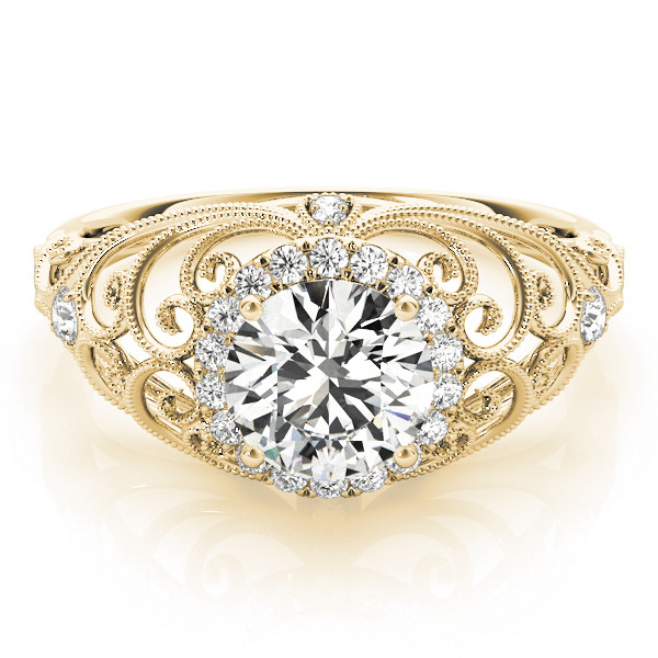 49625-Yellow-2 Vintage Engagement Ring, Round Shape, in Yellow Gold - 84680