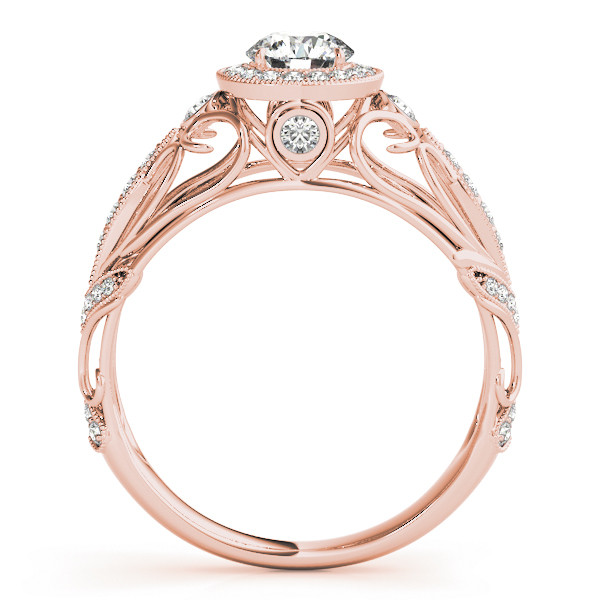 49626-Pink-1 Vintage Engagement Ring, Round Shape, in Rose Gold - 84681