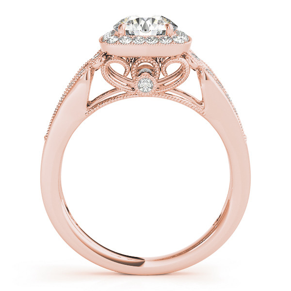49627-Pink-1 Vintage Engagement Ring, Round Shape, in Rose Gold - 84682