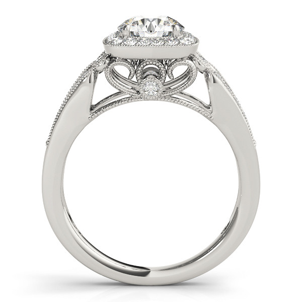 49627-White-1 Vintage Engagement Ring, Round Shape, in White Gold - 84682