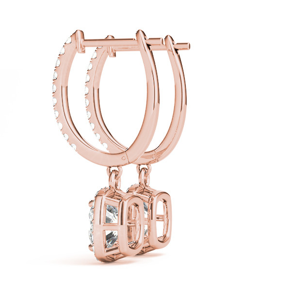 50266-Pink-1 Halo Earrings, Cushion Shape, in Rose Gold - 40998