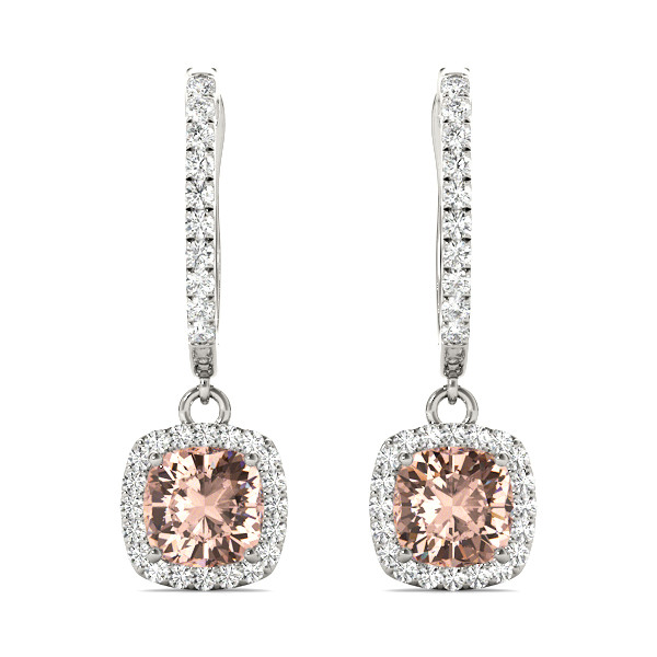 50266-White-2 Halo Earrings, Cushion Shape, in Sterling Silver - 40998