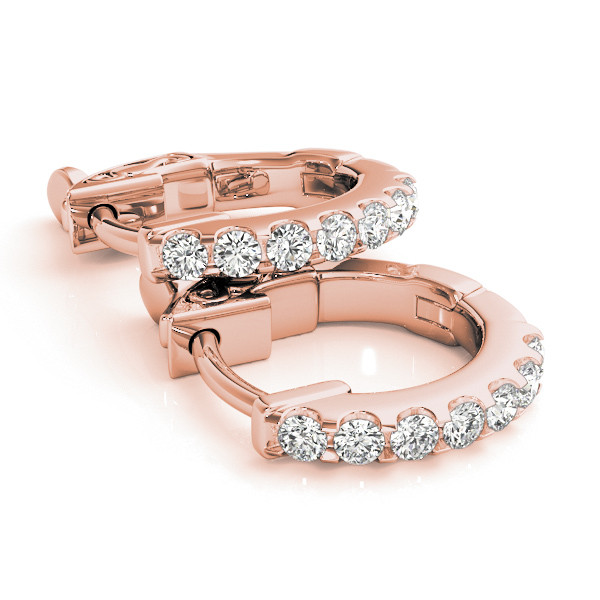 50944-Pink-2 Single Row Diamond Huggies, in Rose Gold - 40977