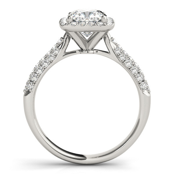 51200-White-1 Multirow Engagement Ring, Pave Style, Cushion Shape, in Sterling Silver - 51013