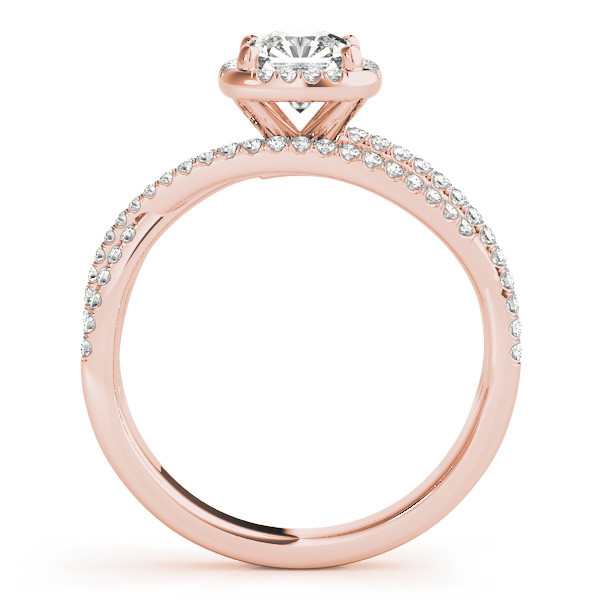51204-Pink-1 Side Stone Engagement Ring, Cushion Shape, in Rose Gold - 51021